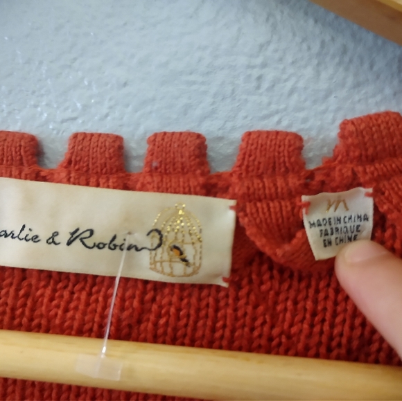Charlie & Robin Orange Knit Cardigan Wool Sweater - Picture 7 of 8